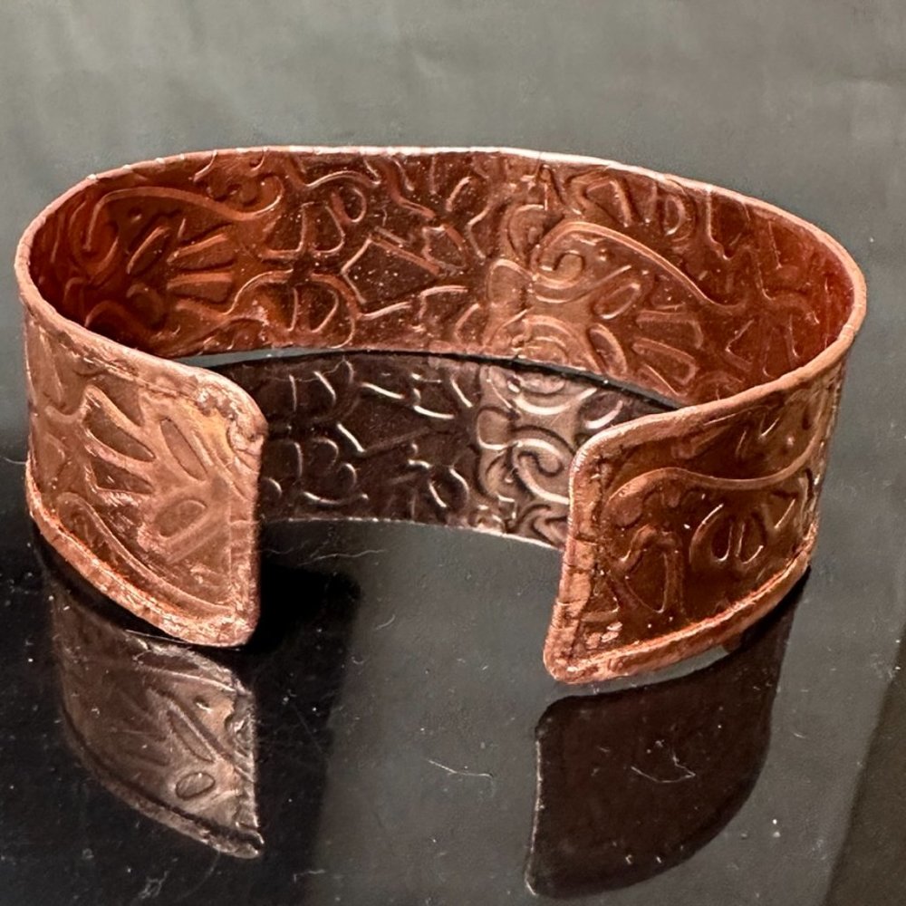 Mens Copper Embossed Cuff Bracelet Arthritis Mans - Picture 11 of 12